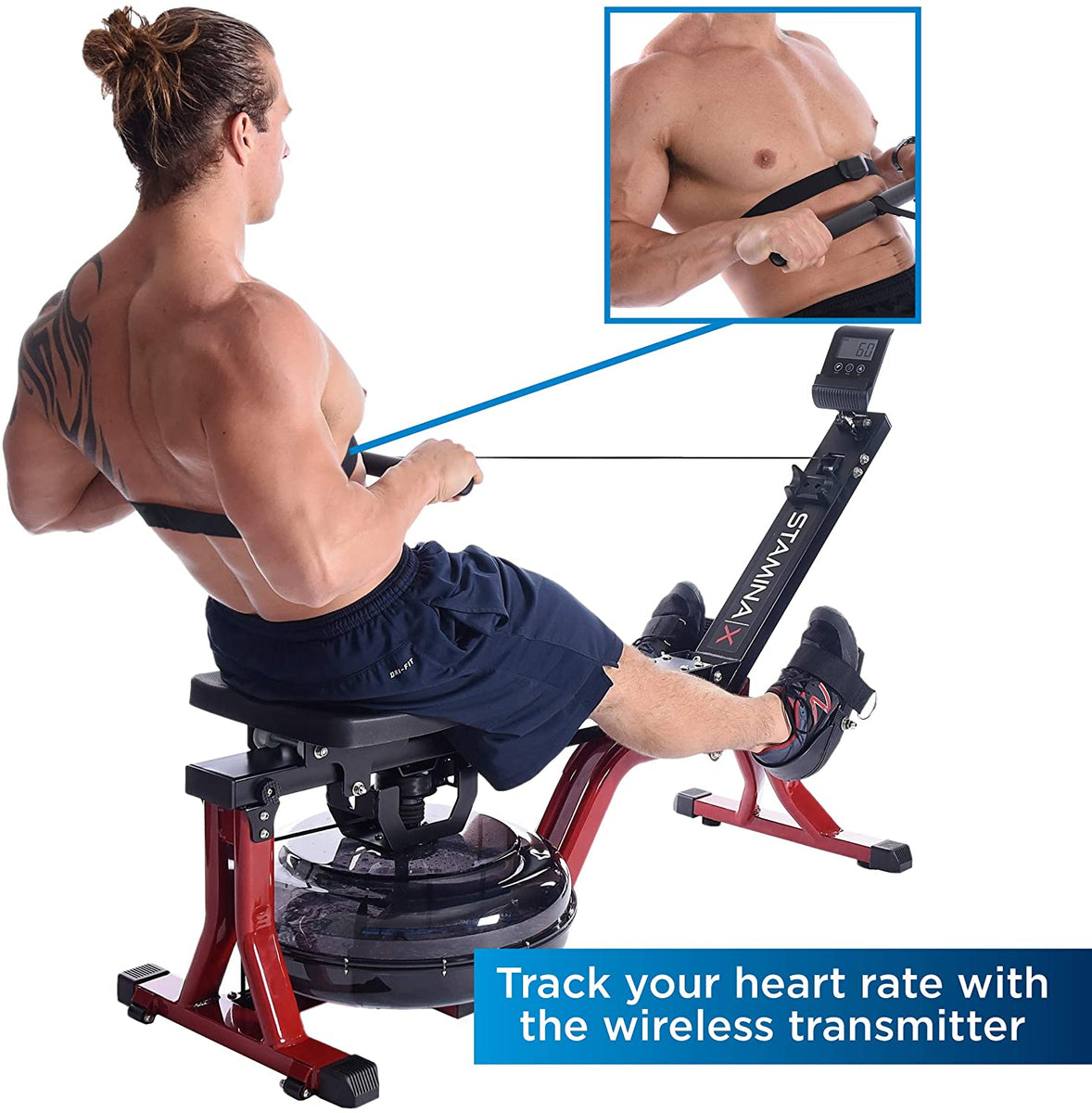 Stamina X Water Rower Compact Rowing Machine with Heart Rate