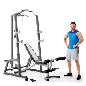 Marcy Pro Deluxe Cage System with Weight Lifting Bench | PM-5108