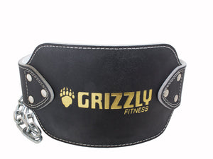 Grizzly Fitness Leather Pro Dip and Pull Up Weight Training Belt with 36" Chain for Men and Women (One-Size) 8551-04