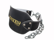 Load image into Gallery viewer, Grizzly Fitness Leather Pro Dip and Pull Up Weight Training Belt with 36&quot; Chain for Men and Women (One-Size) 8551-04