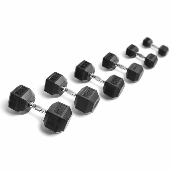 RUBBER HEX DUMBELLS (  sold individually )