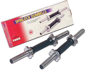 15″ Tubular Spinlock Dumbbell Handles w/ Chrome Collars ( PAIR )