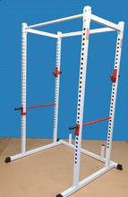 Load image into Gallery viewer, NYB POWER RACK WITH WHITE CHIN-UP BAR, RED J HOOKS AND RED SAFETY BARS