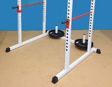 Load image into Gallery viewer, NYB POWER RACK WITH WHITE CHIN-UP BAR, RED J HOOKS AND RED SAFETY BARS