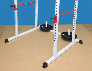 NYB POWER RACK WITH WHITE CHIN-UP BAR, RED J HOOKS AND RED SAFETY BARS –  Finer Fitness Inc.