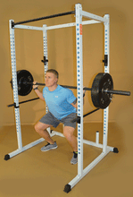 Load image into Gallery viewer, NYB POWER RACK WITH WHITE CHIN-UP BAR, RED J HOOKS AND RED SAFETY BARS