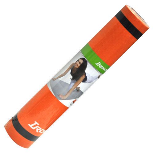 Iron Body Fitness Yoga Mat - 6mm with Carrying Strap- Orange/Grey