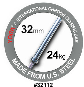 YORK 7′ International Chrome 2000 LB POWER Olympic Bar – 32mm