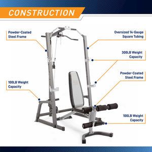 Marcy Pro Deluxe Cage System with Weight Lifting Bench | PM-5108