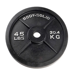 Body Solid 2" Black Cast Iron Olympic Plates - Each