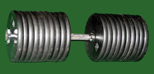Load image into Gallery viewer, 18&quot; Dumbell Bar shown with 10 X 10 lb. Plates